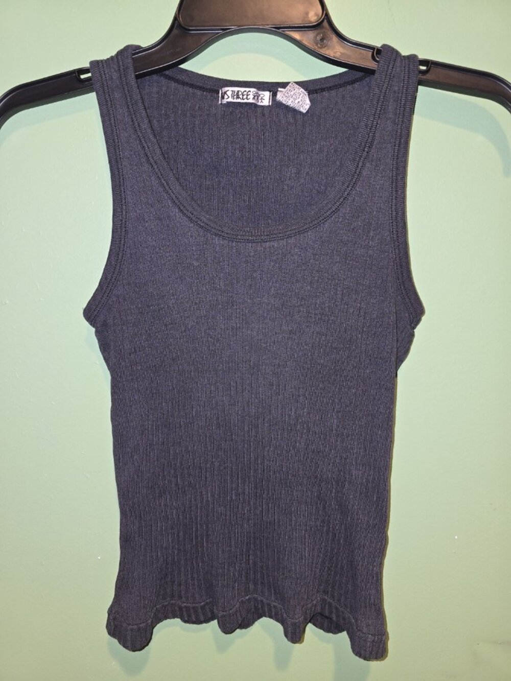 Y2K Us Three Ribbed Knit Tank Top Cotton Blend Round Neck Junior Size Large